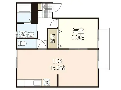 ヴィラフローレルA(1LDK/2階)の間取り写真