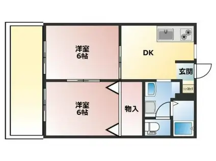 メゾンシャンス(2DK/1階)の間取り写真