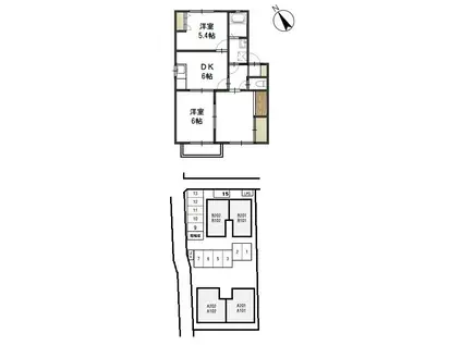 セシーズ兼基 A棟(3DK/2階)の間取り写真