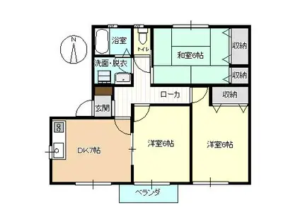 あくらコーポA(3DK/2階)の間取り写真