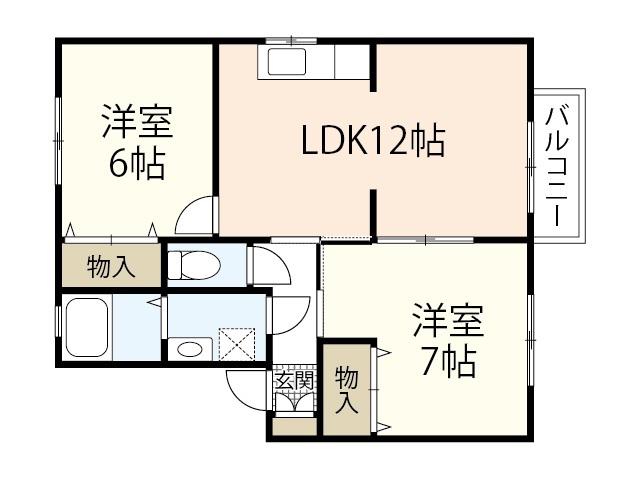 パトリア山崎(2LDK/2階)の間取り写真