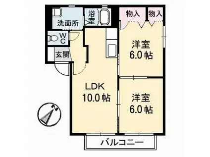 フレベールメゾン B棟(2LDK/1階)の間取り写真
