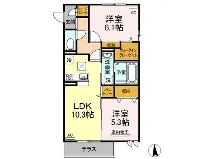 メゾンドソレイユ(2LDK/1階)の間取り写真