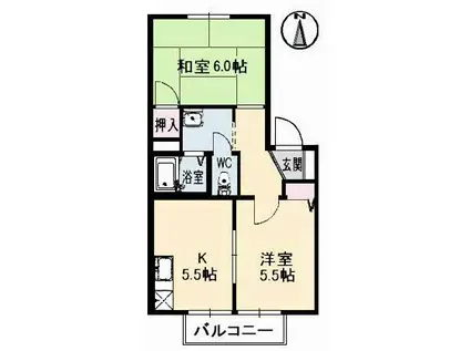 フレンド宮田A棟(2K/2階)の間取り写真