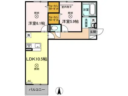 CARDANO(2LDK/2階)の間取り写真