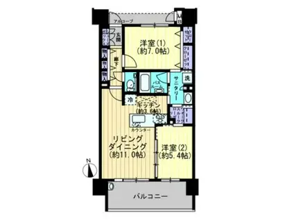 アルビオ・ガーデン西川原(2LDK/6階)の間取り写真