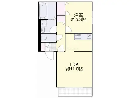 レジデンスB(1LDK/1階)の間取り写真