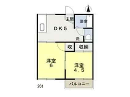 プランドール高屋(2DK/2階)の間取り写真