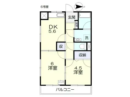 メゾン・ドゥ・フクセン(2DK/2階)の間取り写真