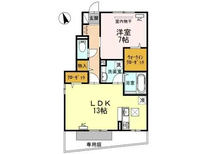 フローレン C棟(1LDK/1階)の間取り写真