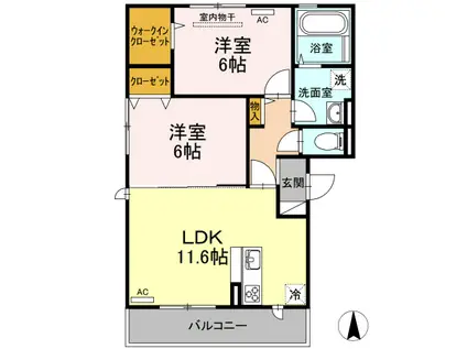 ソレイユA棟(2LDK/3階)の間取り写真