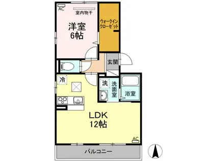 グランシャリオ A棟(1LDK/1階)の間取り写真