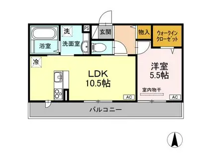 グランシャリオ B棟(1LDK/3階)の間取り写真