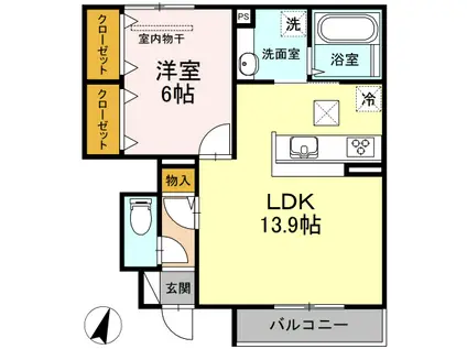 プレミール(1LDK/1階)の間取り写真