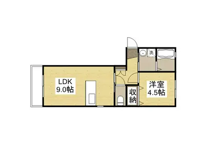 ラ・ヴィータ高屋 六番館(1LDK/1階)の間取り写真