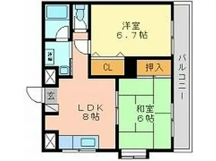 グレースコート(2LDK/2階)の間取り写真