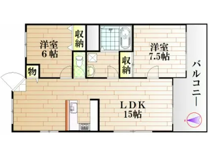 LA VUE(2LDK/1階)の間取り写真