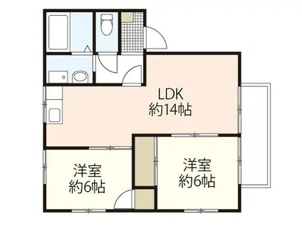 山陽本線 高島駅(岡山) 徒歩4分 2階建 築31年(2LDK/2階)の間取り写真
