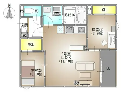 REGALEST PLUS(2LDK/2階)の間取り写真