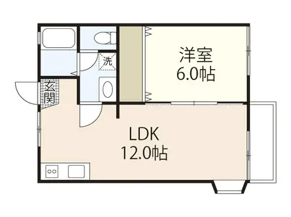 湯浅コーポA(1LDK/2階)の間取り写真