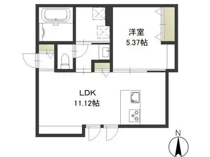 レガーレ原尾島(1LDK/2階)の間取り写真