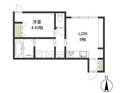 レガーレ原尾島(1LDK/2階)の間取り写真