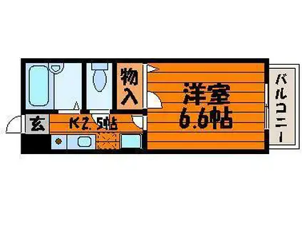 グリーンパキラ(1K/2階)の間取り写真