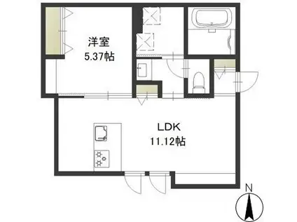 レガーレ原尾島(1LDK/2階)の間取り写真