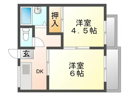 アネックスあゆみ北棟(2DK/2階)の間取り写真