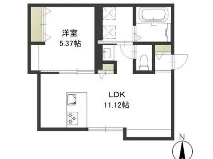 レガーレ原尾島(1LDK/1階)の間取り写真