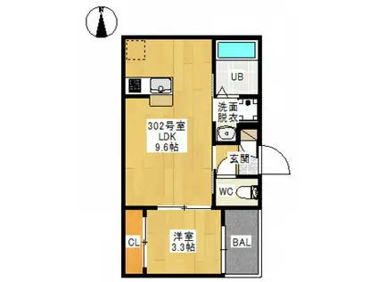 REGALEST NISHIZAKI(1LDK/3階)の間取り写真