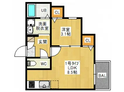 REGALEST ARCGRACE(1LDK/3階)の間取り写真