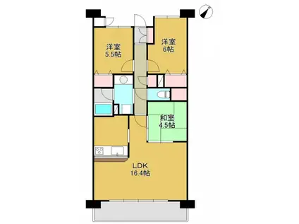 アウルステージ西市(3LDK/11階)の間取り写真