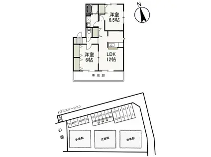 さにぃてらす03参番館(2LDK/1階)の間取り写真
