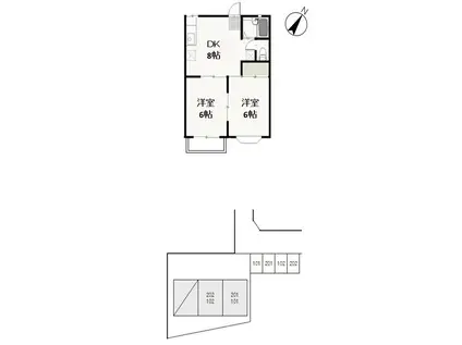 コーポシオン(2DK/2階)の間取り写真