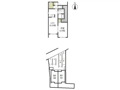ハートフル津島(1LDK/1階)の間取り写真