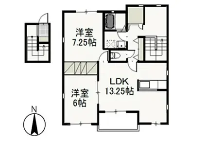 ヴィラ・ド・フルール B(2LDK/1階)の間取り写真