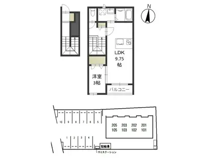 バルコティラール(1LDK/2階)の間取り写真