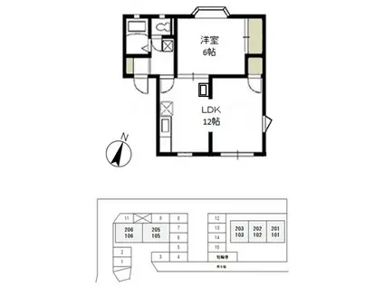 ファミーユKⅡ(1LDK/1階)の間取り写真