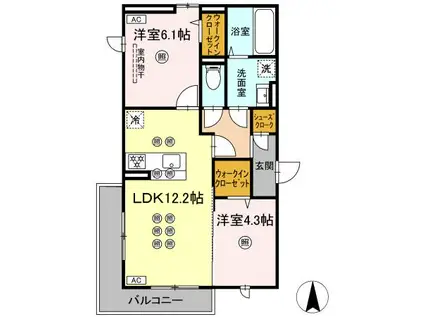 アルネオL(2LDK/2階)の間取り写真