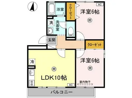ラフィネ高柳(2LDK/1階)の間取り写真
