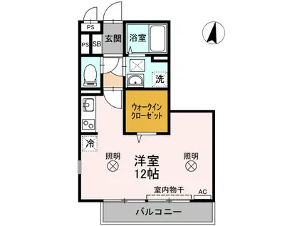 COMODO GIONE A棟(ワンルーム/2階)の間取り写真