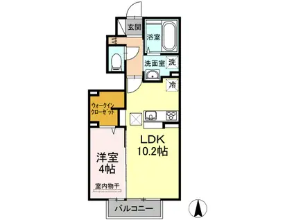 シャルール(1LDK/1階)の間取り写真