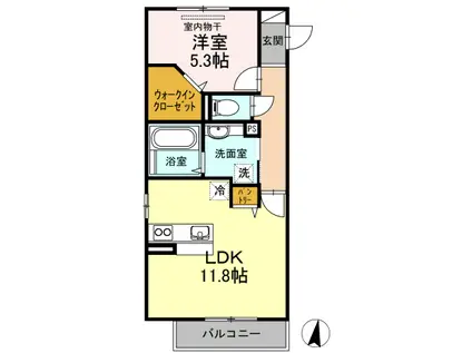 プリマヴェーラ(1LDK/2階)の間取り写真