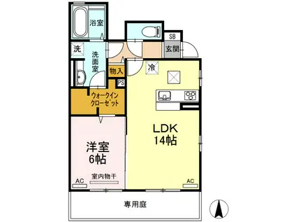 ソフィア(1LDK/1階)の間取り写真