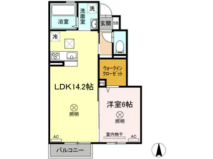 グラシア(1LDK/1階)の間取り写真