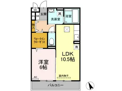 エスポワール青江(1LDK/1階)の間取り写真