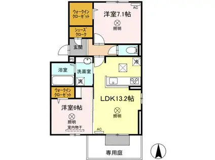 レジデンス(2LDK/1階)の間取り写真