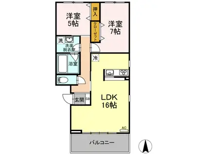コートラベンダー北長瀬(2LDK/3階)の間取り写真