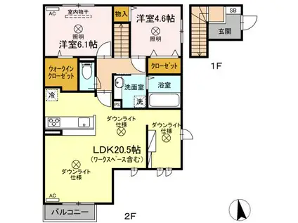 グラン・トリシア(2LDK/2階)の間取り写真